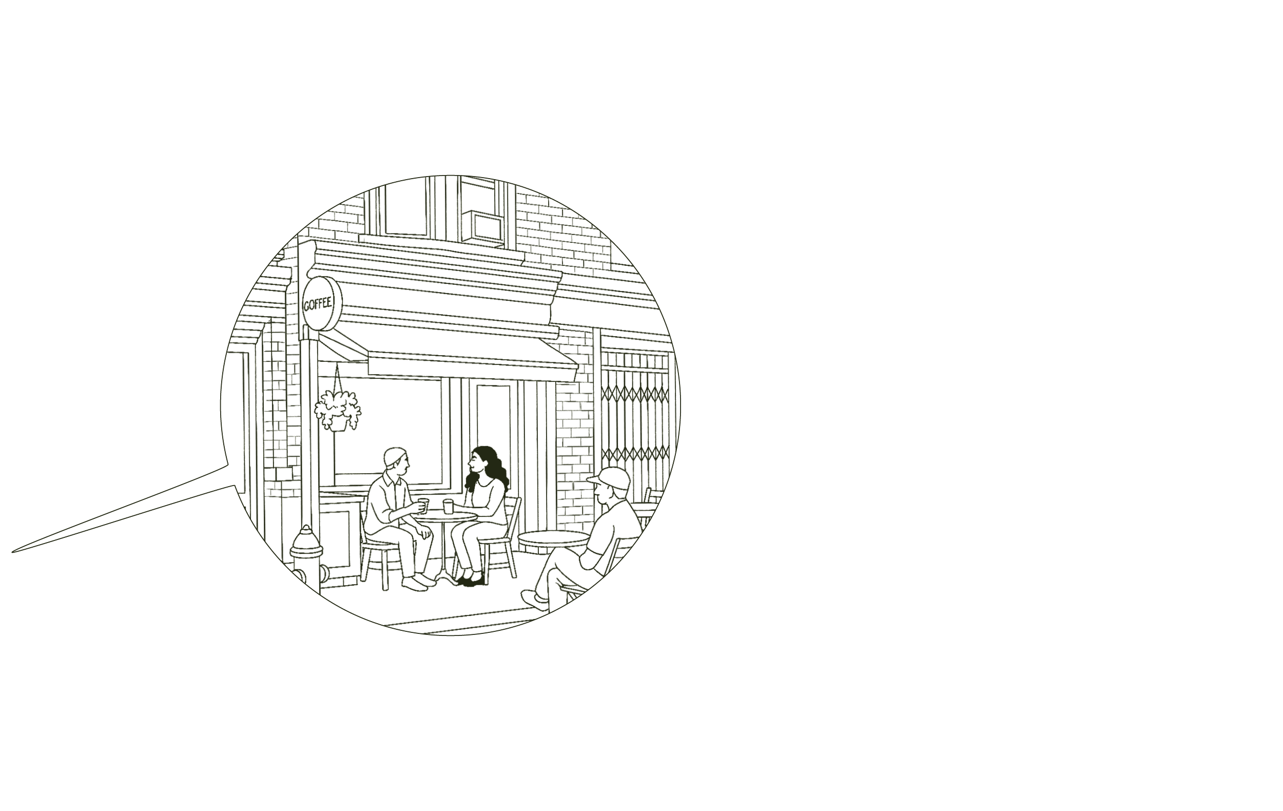 Cafe outside seating illustration