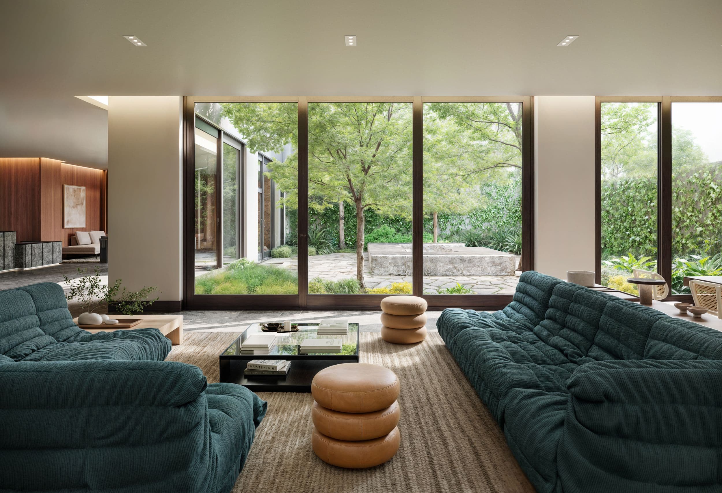 lounge area with couch and tables